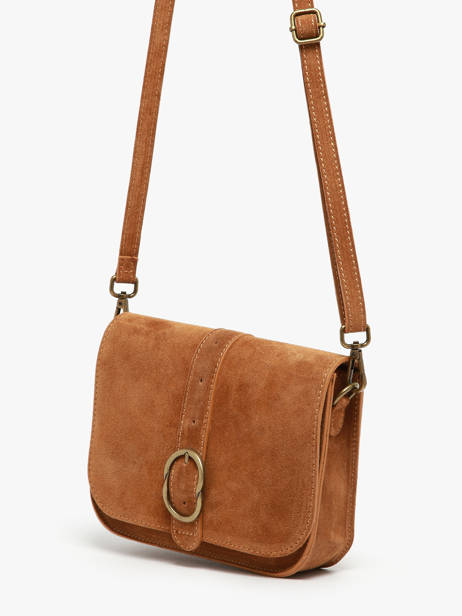 Cross Body Tas Velvet Leder Milano Bruin velvet VE25063 ander zicht 2